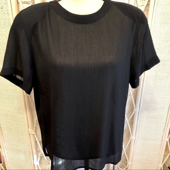 Vintage 90s Crinkle Blouse: Rena Rowan Navy Button-Back Top, Plus Size 14 - Picture 2 of 16